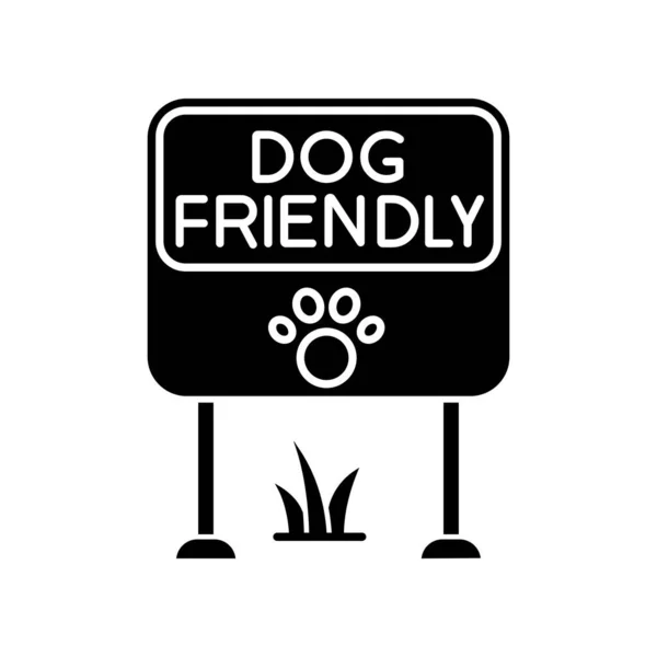 狗友好的地方黑色象形文字图标 狗允许停车和正方形标记 国内小狗允许的领地 草坪和花园标志 白色空间上的轮廓符号 矢量孤立的说明 — 图库矢量图片