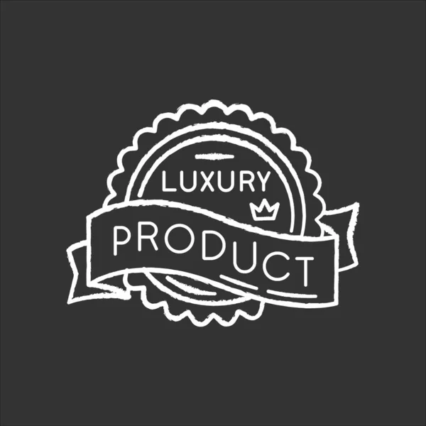 Producto Lujo Tiza Icono Blanco Sobre Fondo Negro Equidad Marca — Vector de stock