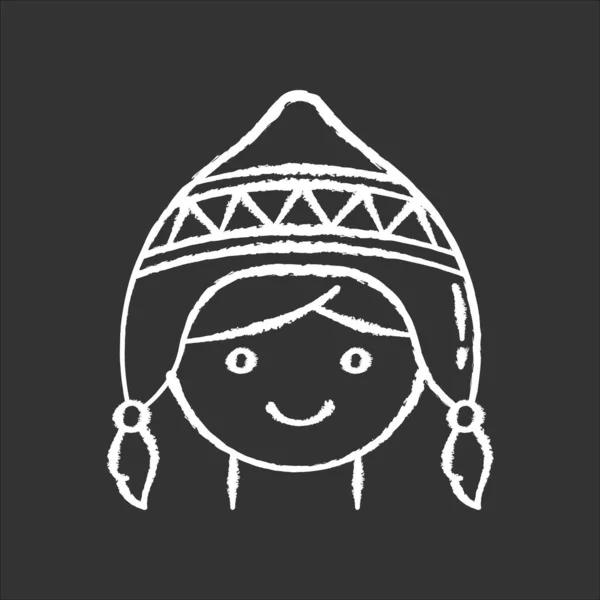 Χειροποίητο Καπέλο Κιμωλία Λευκό Εικονίδιο Μαύρο Φόντο Χαριτωμένη Περουβιανή Στο — Διανυσματικό Αρχείο