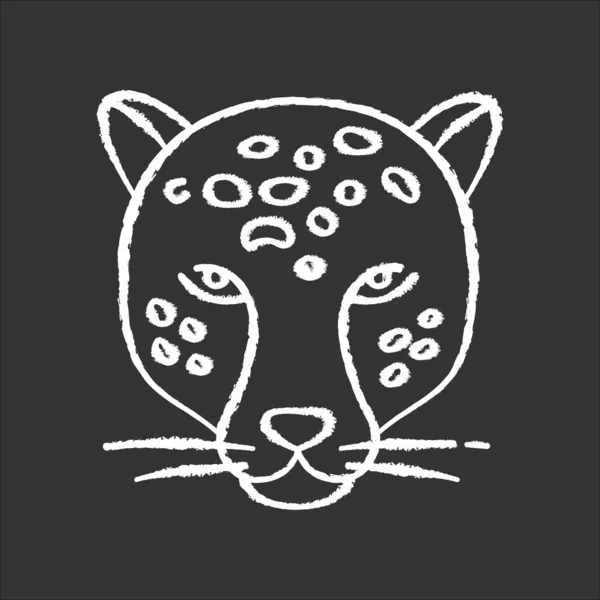 Jaguar Chalk White Icon Black Background Leopard Head Cheetah Wild — Stock Vector