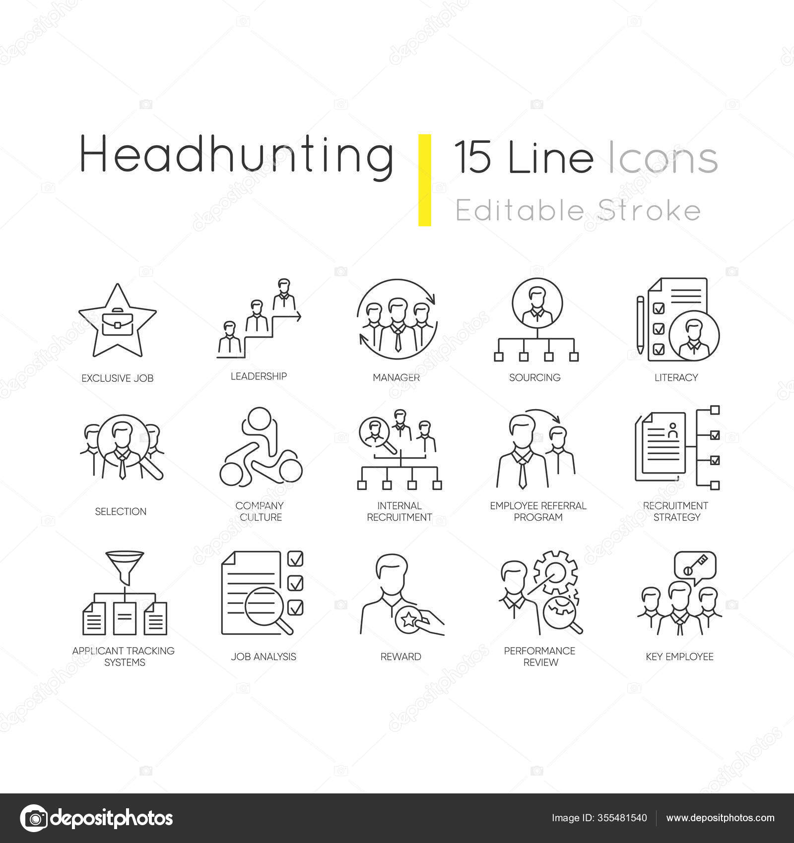 Headhunting Pixel Perfect Linear Icons Set Human Resources Management Corporate Stock Vector Image By C Bsd