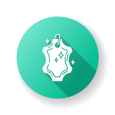 Deri kuru temizleme yeşil düz tasarım uzun gölge sembolü. Giysiler ve ayakkabılar profesyonel yıkama, çamaşır servisi. Eko deri temizliği, leke çıkarma. Siluet Rgb renk çizimi