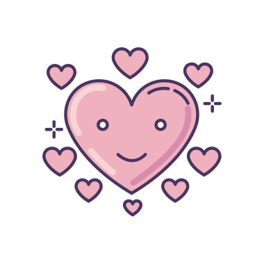 Heart pink RGB color icon. Happy emoji. Romantic emoticon. Flirting mood. Sign of affection. Valentine sign. Cute face. Dating symbol for social media highlights. Isolated vector illustration clipart