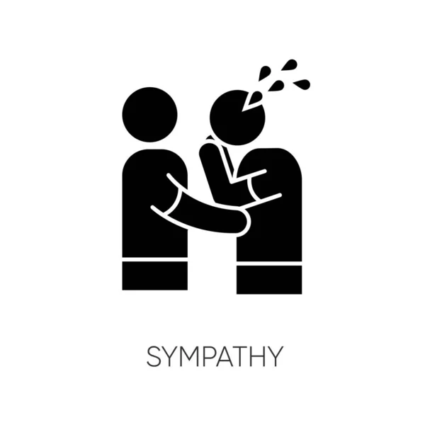 Симпатія Чорний Гліф Значок Дружня Втіха Підтримка Емоційна Допомога Символ — стоковий вектор