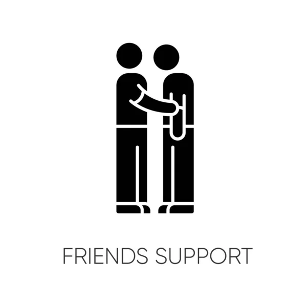 Vrienden Ondersteunen Zwarte Glyph Icoon Vriendelijke Hulp Hulp Vriendschap Compassie — Stockvector