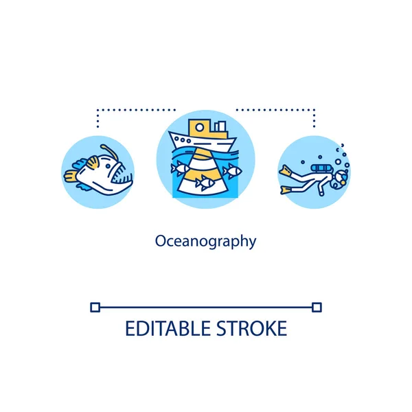 Oceanográfiai Koncepció Ikon Víz Alatti Élőlények Megfigyelése Merülj Hogy Halat — Stock Vector