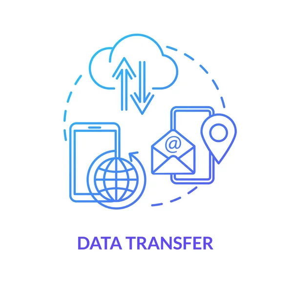 Datenübertragung Blaues Konzept Symbol Informationen Die Cloud Hochladen Dateiaustausch Systemzugriff — Stockvektor