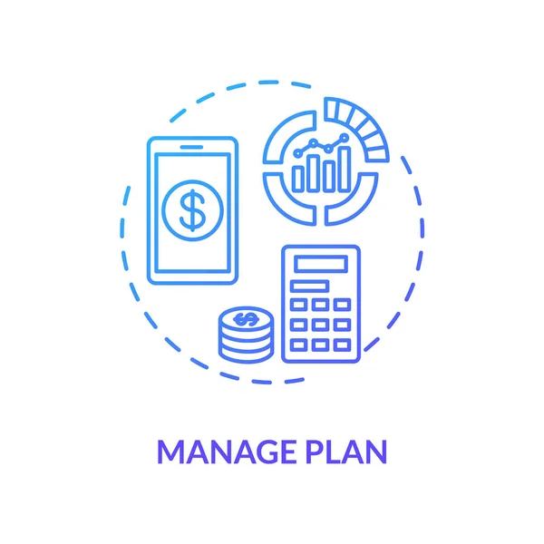 Administrar Plan Icono Concepto Azul Tarifa Por Internet Comprobar Gastos — Archivo Imágenes Vectoriales