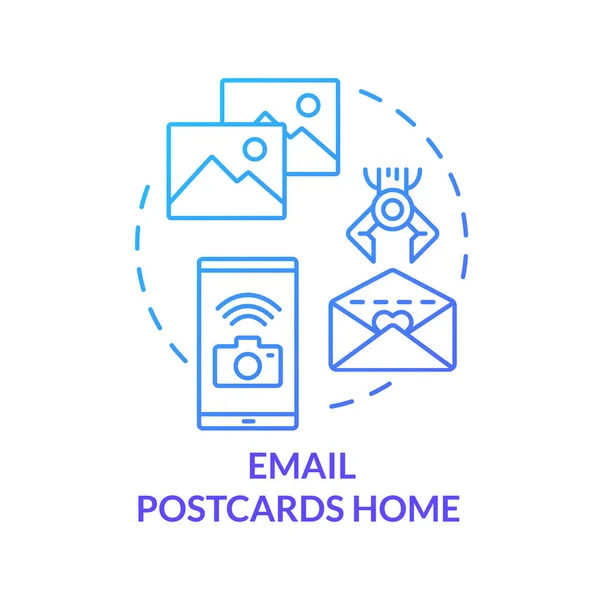 Email Cartes Postales Maison Icône Concept Bleu Message Avec Image — Image vectorielle