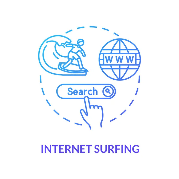 Internetowy Surfing Ikona Niebieskiej Koncepcji Badania Seo Przeglądam Stronę Internetową — Wektor stockowy