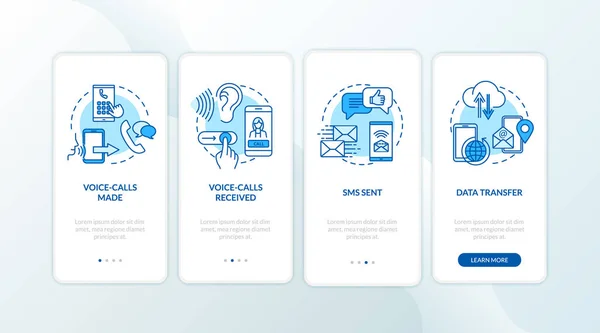 Voice Opkald Sms Tjenester Onboarding Mobil App Side Skærm Med – Stock-vektor