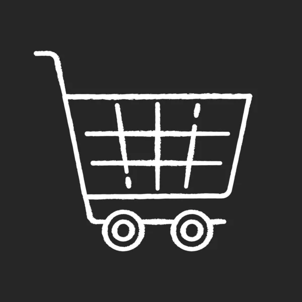 Shopping Cart Chalk White Icon Black Background Supermarket Trolley Shop — Stock Vector