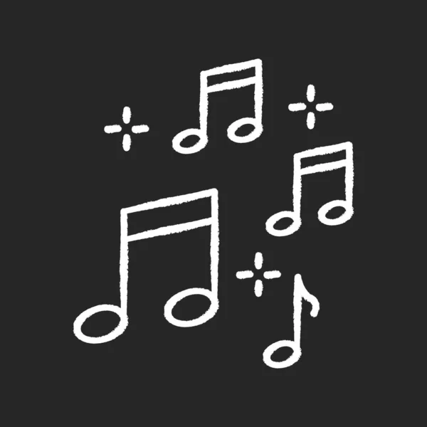 Muziekkwartnoten Krijt Wit Pictogram Zwarte Achtergrond Speel Melodie Harmonisch Geluid — Stockvector
