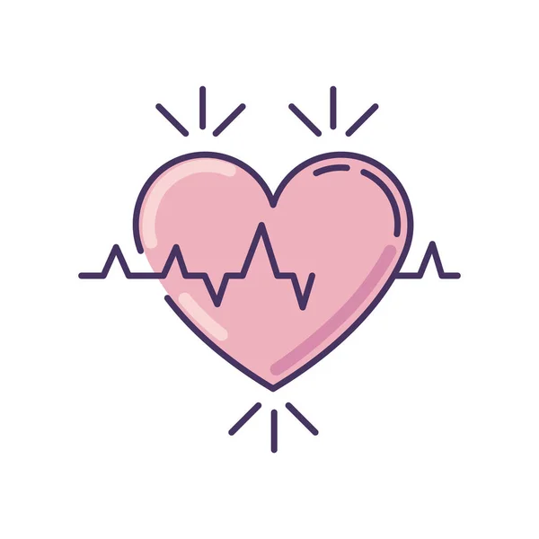 Coração Rosa Ícone Cor Rgb Pulsação Ritmo Cardíaco Análise Frequência —  Vetores de Stock