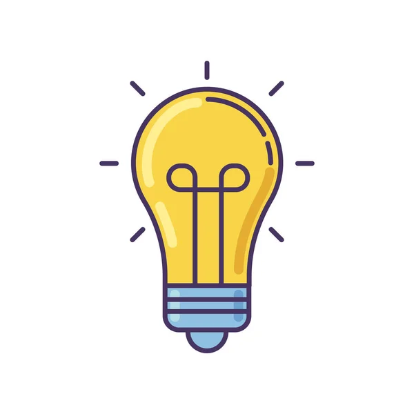 Glödlampa Gul Rgb Färg Ikon Idé Emoji Inspirationstecken Glödande Glödlampa — Stock vektor