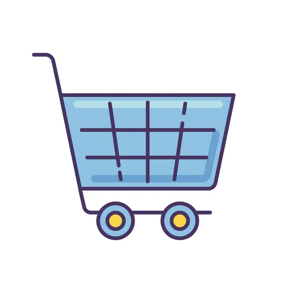 Shopping Cart Blue Rgb Color Icon Supermarket Trolley Online Shop — Stock Vector