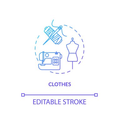 Atıcılar, giysi tasarımı stüdyo konsepti ikonu. Şık kıyafetler ince bir çizgi çizimi yaratıyor. Terzilik atölyesi, tekstil üretimi. Vektör izole edilmiş RGB renk çizimi