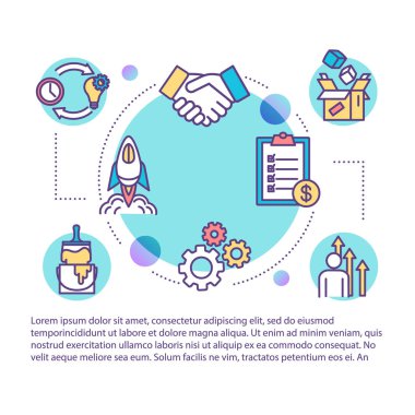 Metinli ortak çalışma konsepti simgesi. İş ortaklığı. Başlangıç büyümesi. Proje yönetimi. PPT sayfa vektör şablonu. Broşür, dergi, kitapçık tasarım ögesi doğrusal çizimler