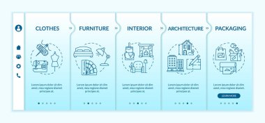 Yaratıcı tasarımcı vektör şablonu üzerinde çalışıyor. Mimari proje planlama. Paketleme ürünleri. Simgeli ilgili mobil web sitesi. Web sayfası basamak ekranları. RGB renk kavramı