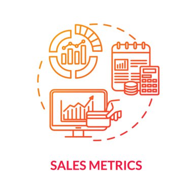 Satış metriği konsepti ikonu. İstatistiksel analiz, analitik pazarlama araştırması. İşletme kârı ince çizgili çizim fikrine dayanır. Vektör izole edilmiş RGB renk çizimi