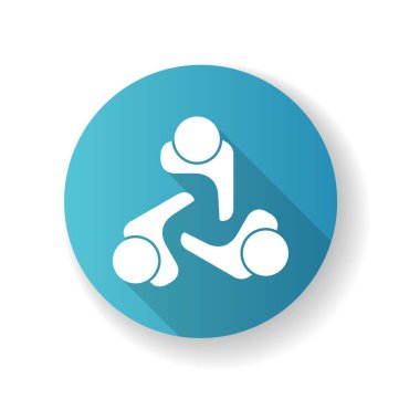 Şirket kültürü mavi düz tasarım uzun gölge sembolü. İç şirket ideolojisi, iş ahlakı, resmi ofis politikası. Personel dayanışması. Siluet RGB renk çizimi