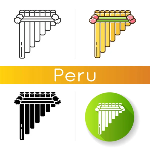 Σετ Εικονιδίων Σικού Παραδοσιακό Περουβιανό Πνευστό Μουσικό Όργανο Παν Φλάουτο — Διανυσματικό Αρχείο