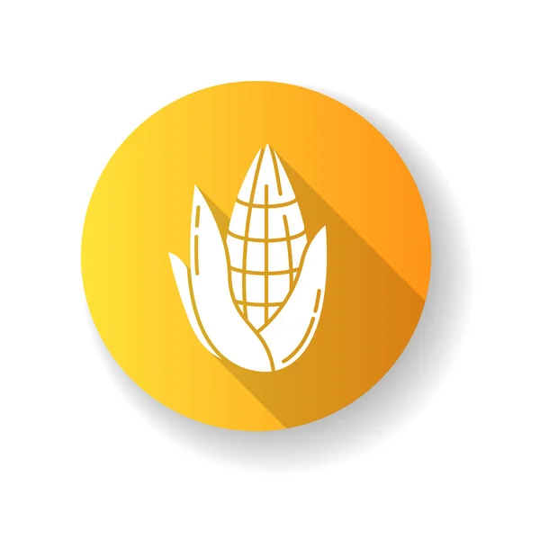 Kukuřičná Žlutá Plochý Design Dlouhý Stín Glyf Ikona Kukuřičná Dýmka — Stockový vektor