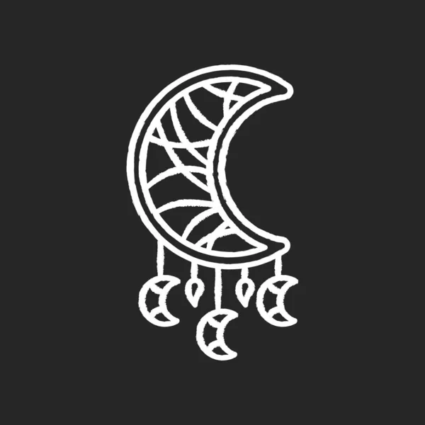 Біла Ікона Стилю Бохо Чорному Тлі Індійський Міфологічний Символ Корінних — стоковий вектор
