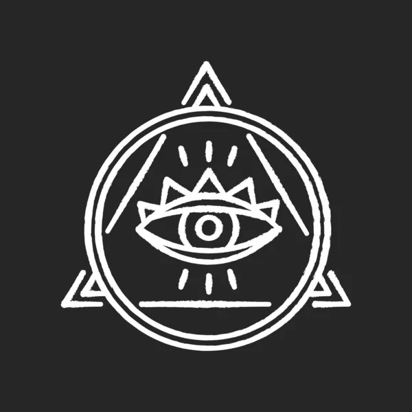Eye Providence Křída Bílá Ikona Černém Pozadí Okultní Symbol Všichni — Stockový vektor