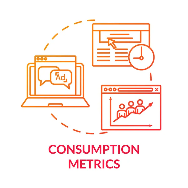 Konceptsymbol För Konsumtionsmätning Analys Marknadsföringsstatistik Onlinetrafik Kundtillfredsställelse Priser Idé Tunn — Stock vektor