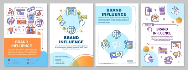 Brand influence brochure template. Boosting company credibility tips. Flyer, booklet, leaflet print, cover design with linear icons. Vector layouts for magazines, annual reports, advertising posters