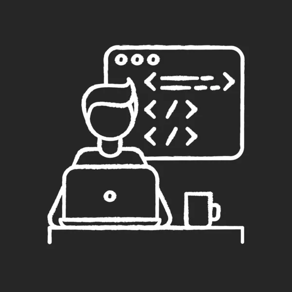 Web Developer Chalk White Icon Black Background Computer Software Development — Stock Vector