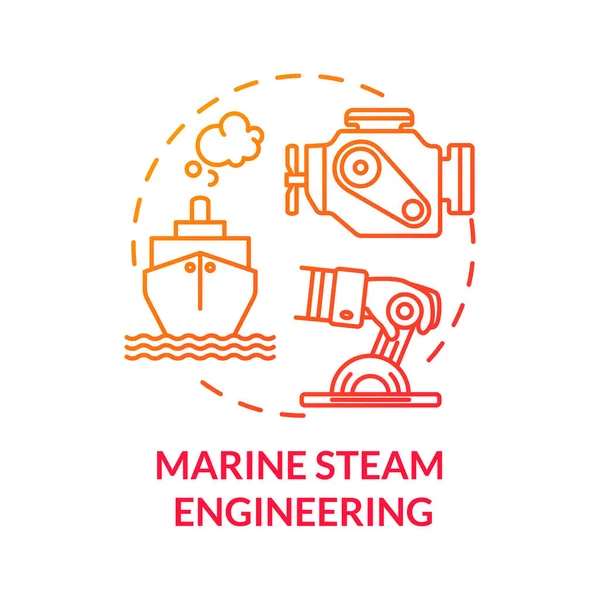 Marine Vapor Ingeniería Icono Concepto Rojo Bote Dirección Con Motor — Vector de stock