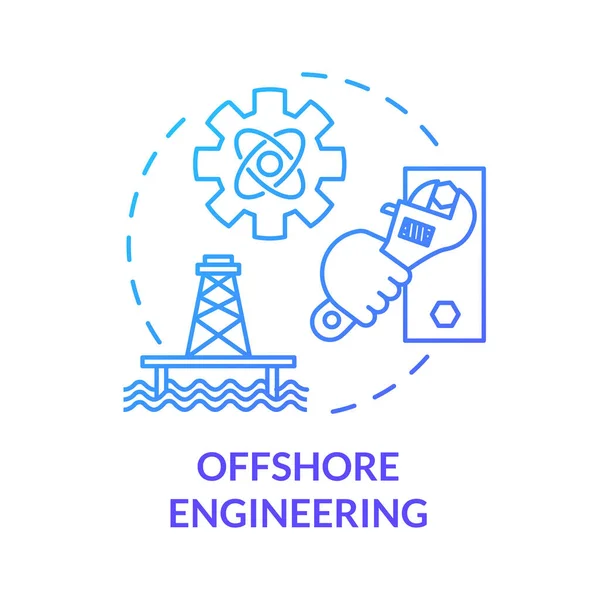 Offshore Engineering Blaues Konzeptsymbol Wartungsarbeiten Ölplattformen Meeresstrukturaufbau Wasserbau Reparatur Idee — Stockvektor