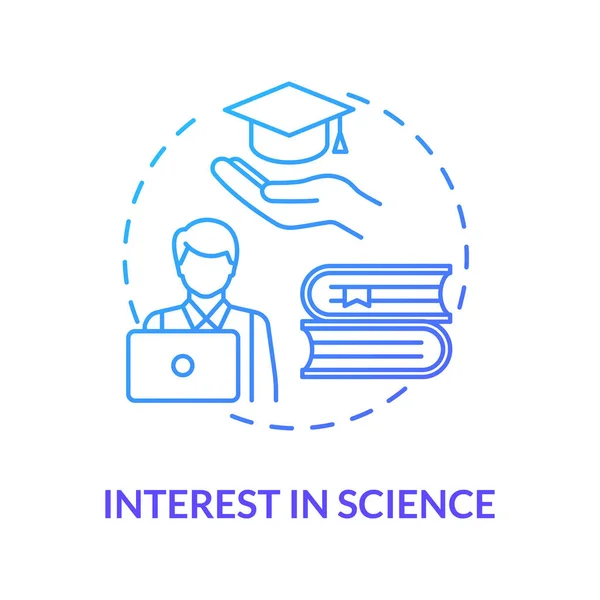 Interés Ciencia Icono Concepto Azul Curiosidad Estudiantil Estudio Educación Académica — Vector de stock