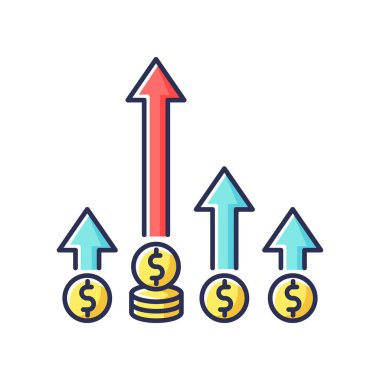 Rekabetçi kenar RGB renk simgesi. Piyasa liderliği, şirket fırsatı. Kazanma stratejisi, avantaj, ekonomik büyüme, iş başarısı. İzole vektör illüstrasyonu