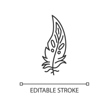 Boho tüy pikseli mükemmel doğrusal simge. Kızılderili sembolü. İnce çizgi özelleştirilebilir illüstrasyon. Contour sembolü. Vektör izole çizim. Düzenlenebilir vuruş resimlemesi