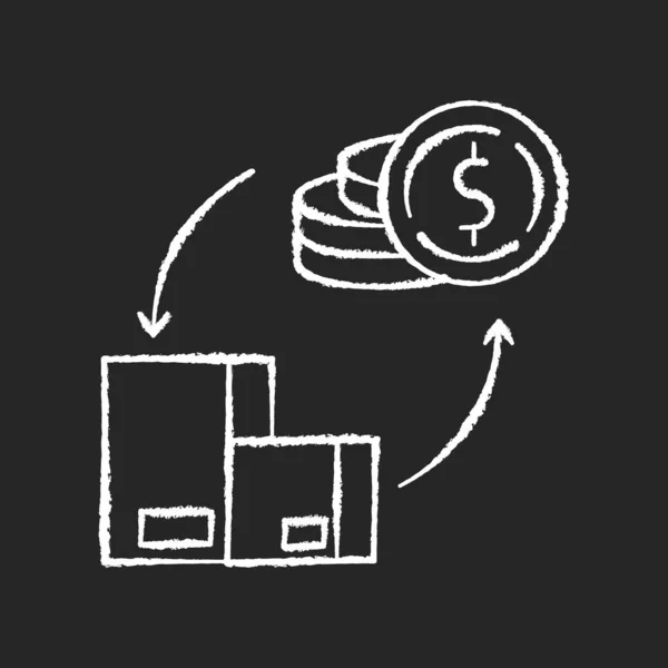 Balance Des Paiements Craie Icône Blanche Sur Fond Noir Finances — Image vectorielle