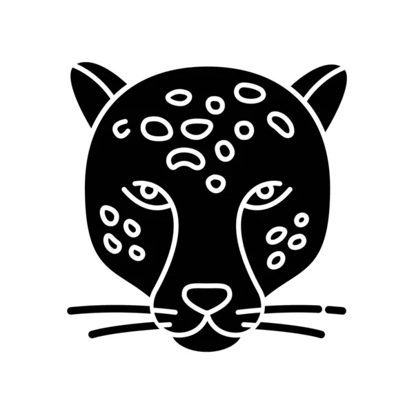 ジャガー黒のグリフアイコン ヒョウの頭 チーター 南アメリカに住む野生の大型ネコ ジャングルの住人だ アメリカ人のパンサー 白い空間にシルエットのシンボル ベクトル分離図 — ストックベクタ