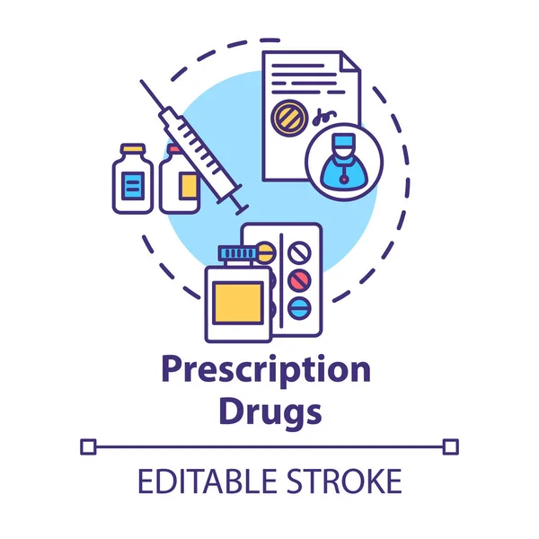 Verschreibungspflichtige Medikamente Konzept Symbol Medizinische Pillen Idee Dünne Linie Illustration — Stockvektor