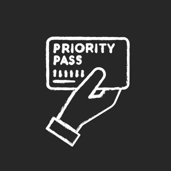 Priority Pass Kreideweißes Symbol Auf Schwarzem Hintergrund Eintrittskarte Für Den — Stockvektor