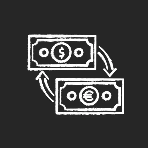 Monnaie Échange Craie Icône Blanche Sur Fond Noir Changer Billet — Image vectorielle