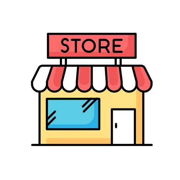 Convenience Store Rgb Farb Symbol Lebensmittelgeschäft Außen Kleines Geschäft Einzelhandel — Stockvektor