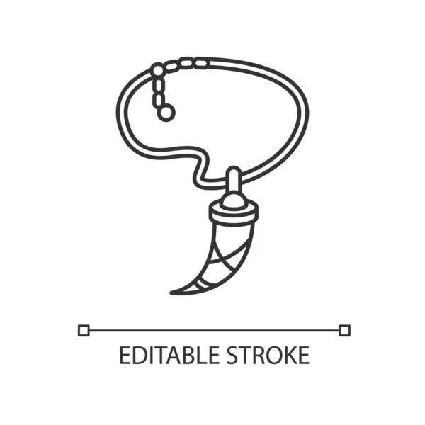 Ожерелье Пикселем Зуба Животного Идеальный Линейный Значок Волшебный Амулет Стиле — стоковый вектор