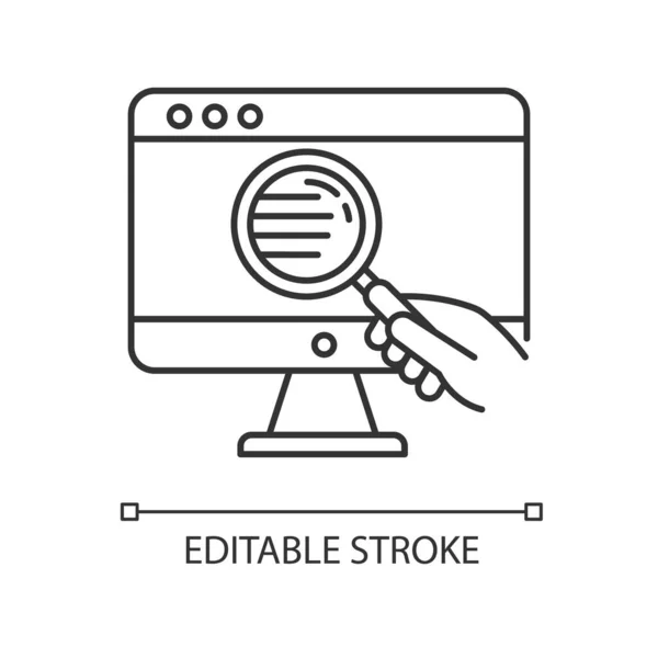 Web Araştırmacısı Pikseli Mükemmel Doğrusal Simge Site Analizi Veri Araması — Stok Vektör