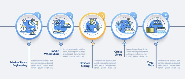 Plantilla Infográfica Vectorial Ingeniería Marina Elementos Diseño Presentación Transporte Agua — Vector de stock