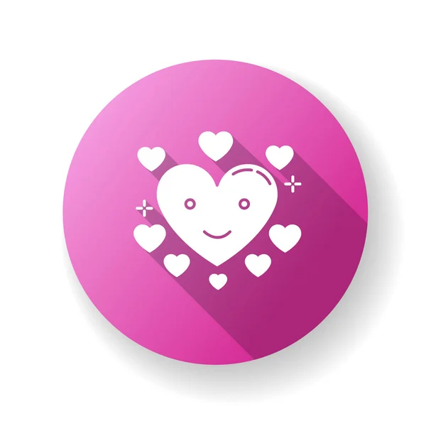 Heart Pink Flat Design Long Shadow Glyph Icon Happy Emoji — Stock Vector