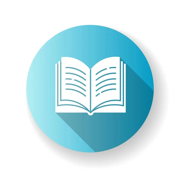 Otevřít Knihu Modrý Plochý Design Dlouhý Stín Glyf Ikona Stránka — Stockový vektor
