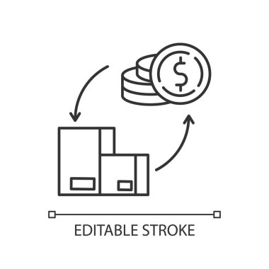 Ödemeler dengesi piksel mükemmel doğrusal simge. Maliye, ülke ekonomik işlem kayıtları. İnce çizgi özelleştirilebilir illüstrasyon. Contour sembolü. Vektör izole çizim. Düzenlenebilir vuruş
