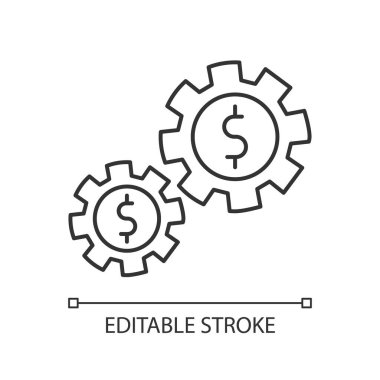 Varlık piksel mükemmel doğrusal simge. İş mekanizması, finansal yatırımlar. İnce çizgi özelleştirilebilir illüstrasyon. Contour sembolü. Vektör izole çizim. Düzenlenebilir vuruş